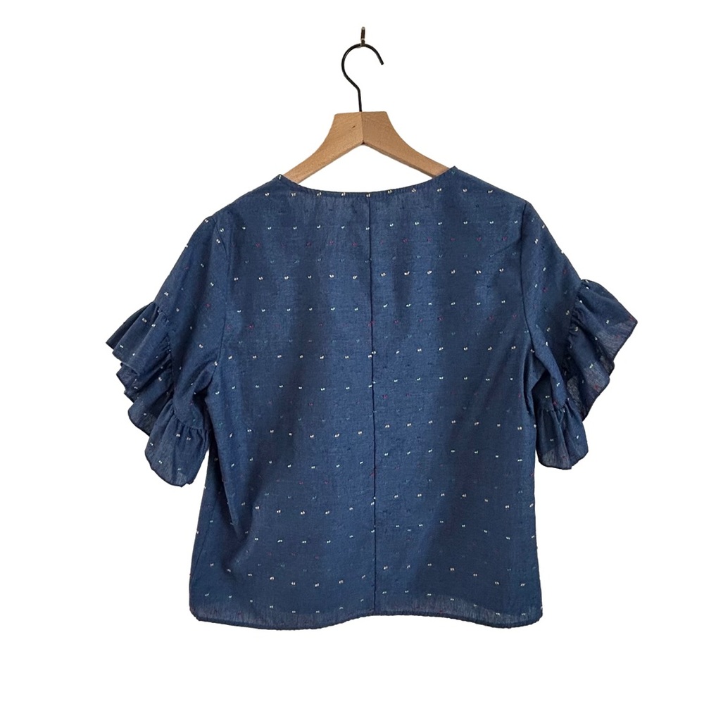 Blue Ruffle Sleeve Top - Picture 2 of 6